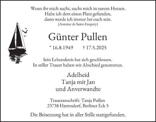 Traueranzeige von Günter Pullen von Tageszeitung