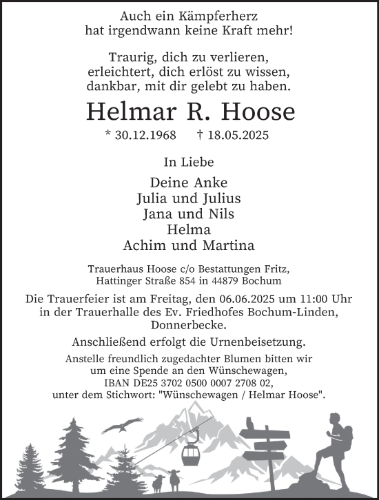 Traueranzeige von Helmar R. Hoose von Tageszeitung