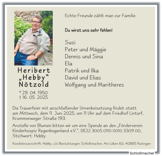 Traueranzeige von Heribert Nötzold von Tageszeitung