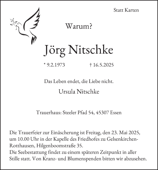 Traueranzeige von Jörg Nitschke von Tageszeitung