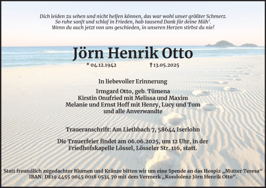 Traueranzeige von Jörn Henrik Otto von Tageszeitung