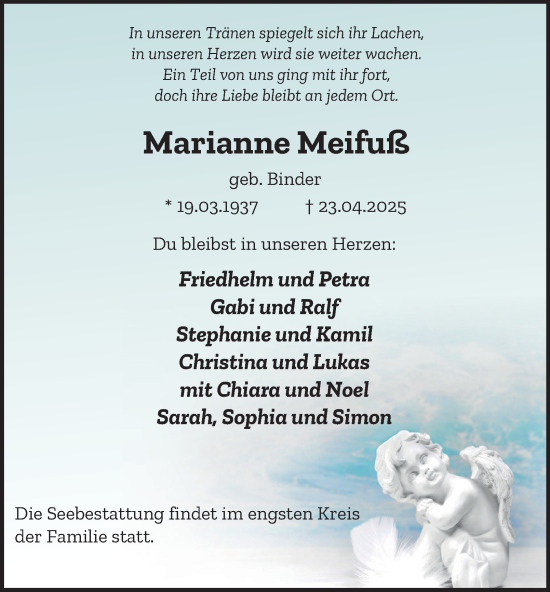 Traueranzeige von Marianne Meifuß von Tageszeitung