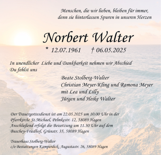Traueranzeige von Norbert Walter von Tageszeitung