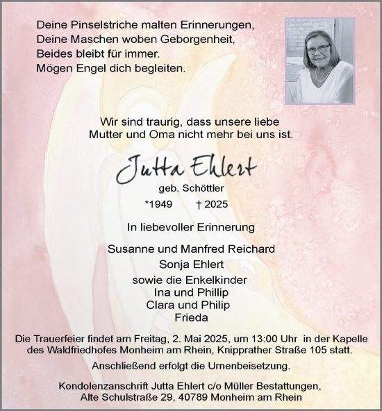 Traueranzeige von Jutta Ehlert von FUNKE Medien NRW GmbH