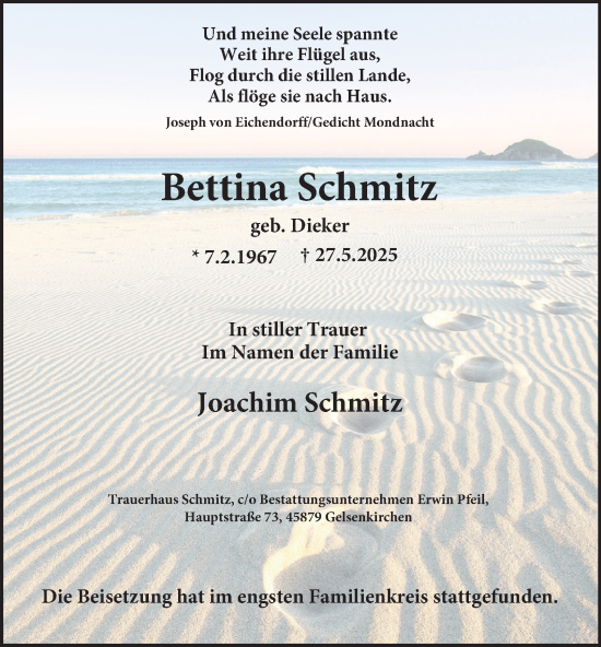 Traueranzeige von Bettina Schmitz von Tageszeitung
