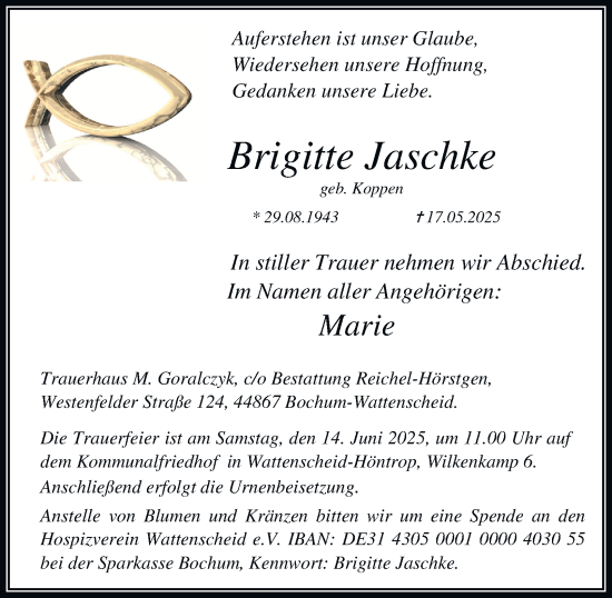 Traueranzeige von Brigitte Jaschke von Tageszeitung
