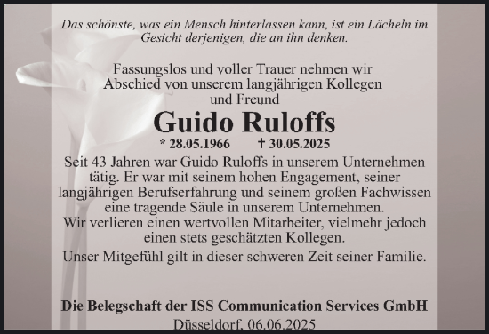 Traueranzeige von Guido Ruloffs von FUNKE Medien NRW GmbH