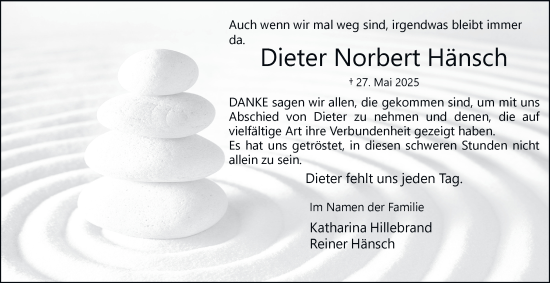 Traueranzeige von Dieter Norbert Hänsch von Tageszeitung