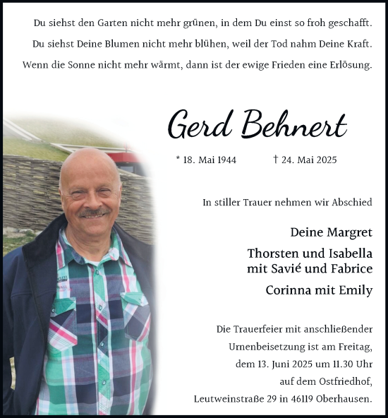 Traueranzeige von Gerd Behnert von Tageszeitung