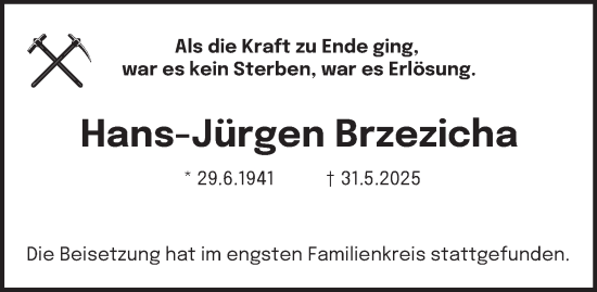 Traueranzeige von Hans-Jürgen Brzezicha von Tageszeitung