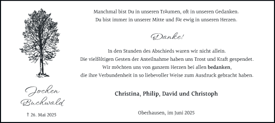 Traueranzeige von Jochen Buchwald von Tageszeitung