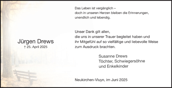Traueranzeige von Jürgen Drews von Tageszeitung