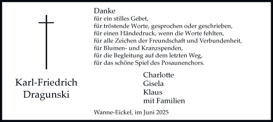 Traueranzeige von Karl-Friedrich Dragunski von Tageszeitung