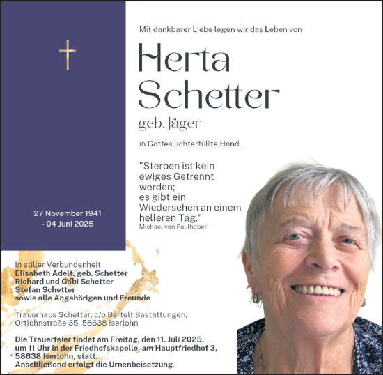 Traueranzeige von Merta Schetter von Tageszeitung