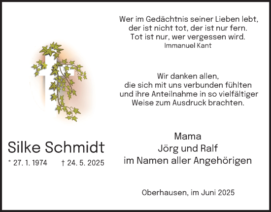 Traueranzeige von Silke Schmidt von Tageszeitung
