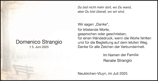 Traueranzeige von Domenico Strangio von Tageszeitung