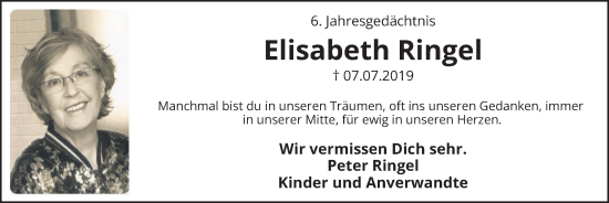 Traueranzeige von Elisabeth Ringel von Tageszeitung