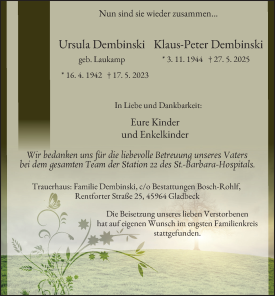 Traueranzeige von Klaus-Peter Dembinski von Tageszeitung