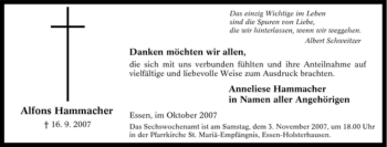 Traueranzeige von Alfons Hammacher von Tageszeitung