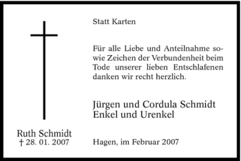 Traueranzeige von Ruth Schmidt von Tageszeitung