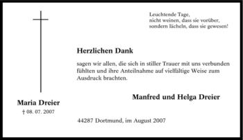 Traueranzeige von Maria Dreier von Tageszeitung