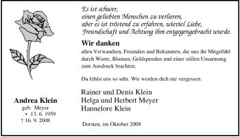 Traueranzeige von Andrea Klein von Tageszeitung