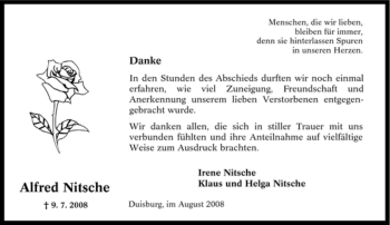 Traueranzeige von Alfred Nitsche von Tageszeitung