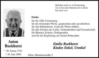 Traueranzeige von Anton Boekhorst von Tageszeitung