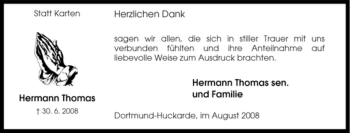 Traueranzeige von Hermann Thomas von Tageszeitung