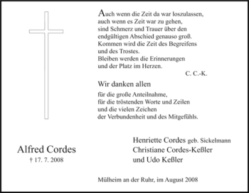 Traueranzeige von Alfred Cordes von Tageszeitung
