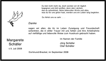 Traueranzeige von Margarete Schäfer von Tageszeitung
