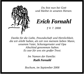 Traueranzeige von Erich Fornahl von Tageszeitung