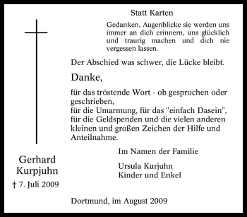 Traueranzeige von Gerhard Kurpjuhn von Tageszeitung
