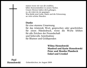 Traueranzeige von Paul Henselewski von Tageszeitung