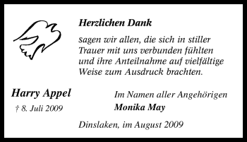 Traueranzeige von Harry Appel von Tageszeitung