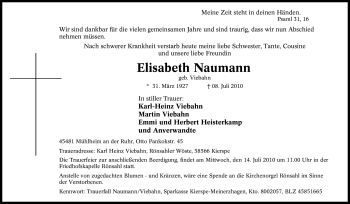 Traueranzeige von Elisabeth Naumann von Tageszeitung