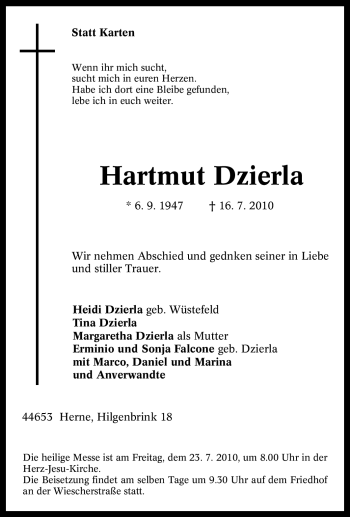 Traueranzeige von Hartmut Dzierla von Tageszeitung