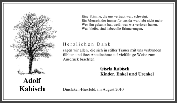 Traueranzeige von Adolf Kabisch von Tageszeitung