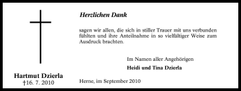 Traueranzeige von Hartmut Dzierla von Tageszeitung