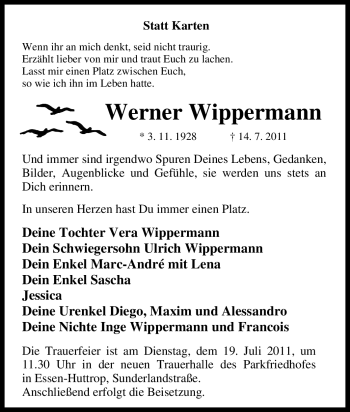 Traueranzeige von Werner Wippermann von Tageszeitung