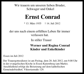 Traueranzeige von Ernst Conrad von Tageszeitung
