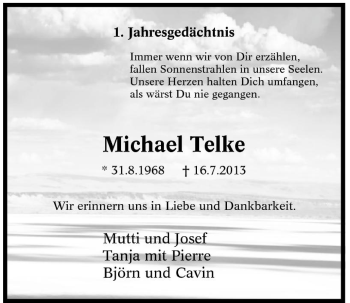 Traueranzeige von Michael Telke von Tageszeitung