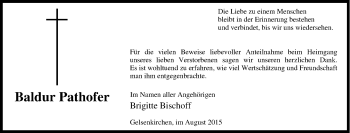 Traueranzeige von Baldur Pathofer von Tageszeitung