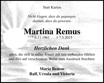 Traueranzeige von Martina Remus von Stadtanz.Castrop-Rauxel