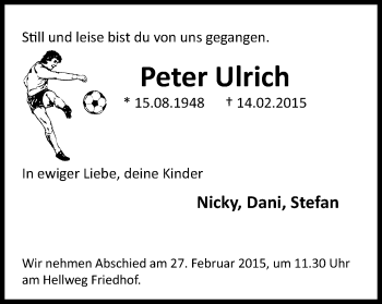 Traueranzeige von Peter Ulrich von Steeler Kurier