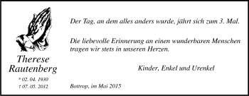 Traueranzeige von Therese Rautenberg von Stadtspiegel Bottrop