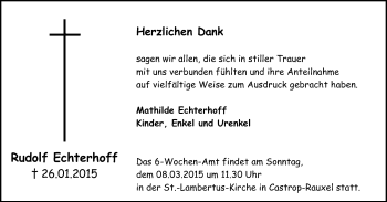 Traueranzeige von Rudolf Echterhoff von WVW Anzeigenblätter