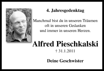 Traueranzeige von Alfred Pieschkalski von Stadtspiegel Bottrop