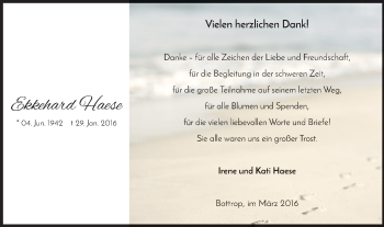 Traueranzeige von Ekkehard Haese von Stadtspiegel Bottrop