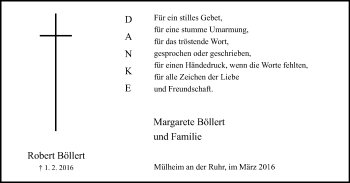 Traueranzeige von Robert Böllert von Mülheimer Woche
